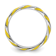 Sterling Silver Stackable Expressions Twisted Yellow Enameled Ring