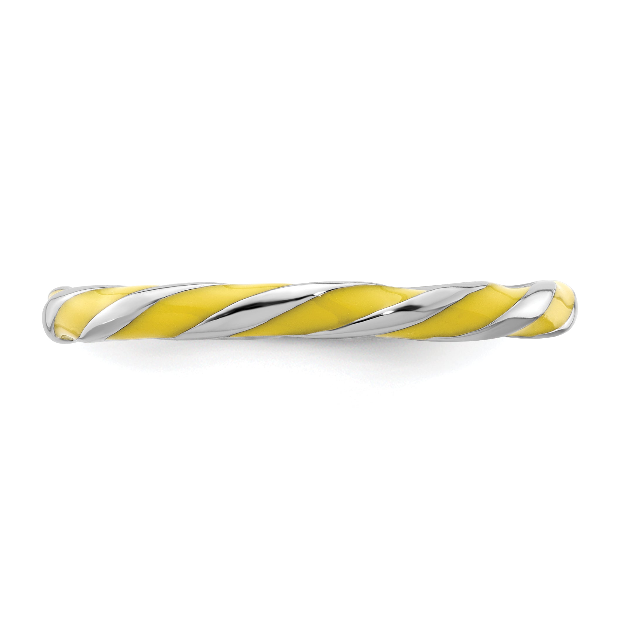 Sterling Silver Stackable Expressions Twisted Yellow Enameled Ring