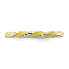 Sterling Silver Stackable Expressions Twisted Yellow Enameled Ring