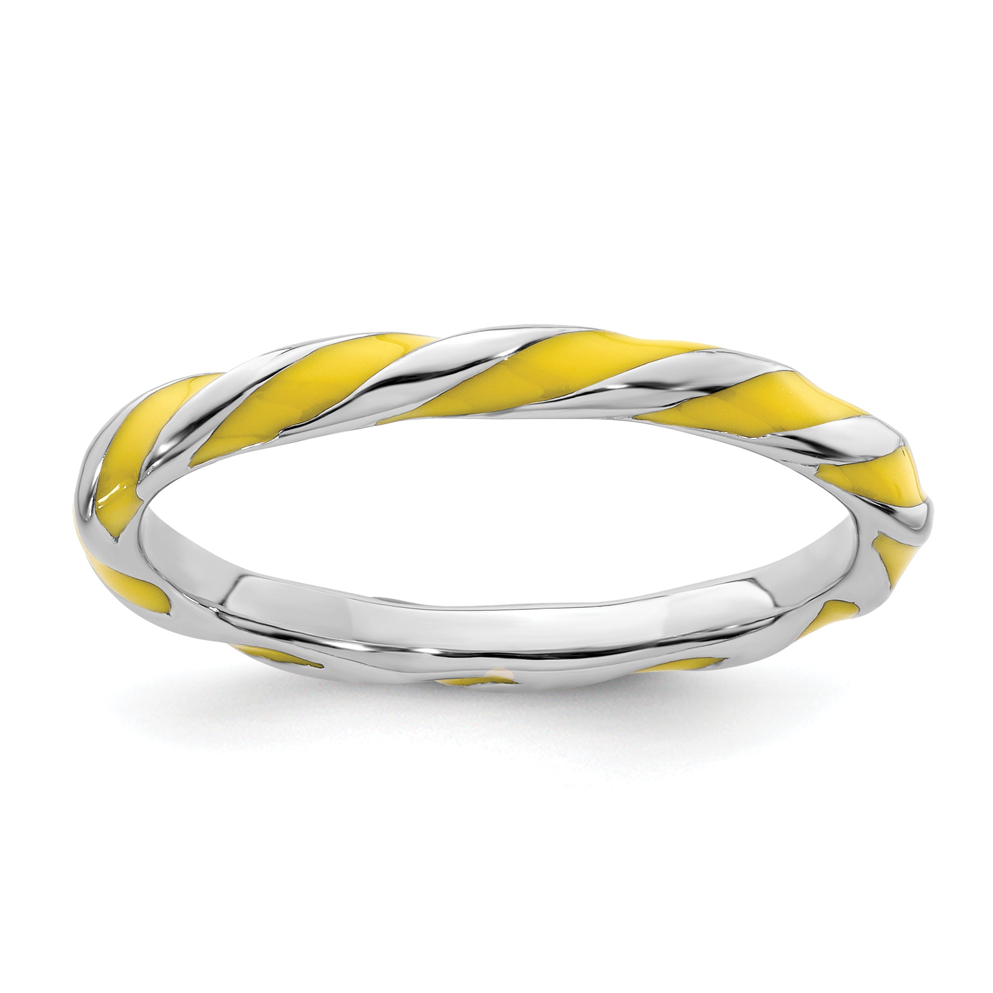 Sterling Silver Stackable Expressions Twisted Yellow Enameled Ring