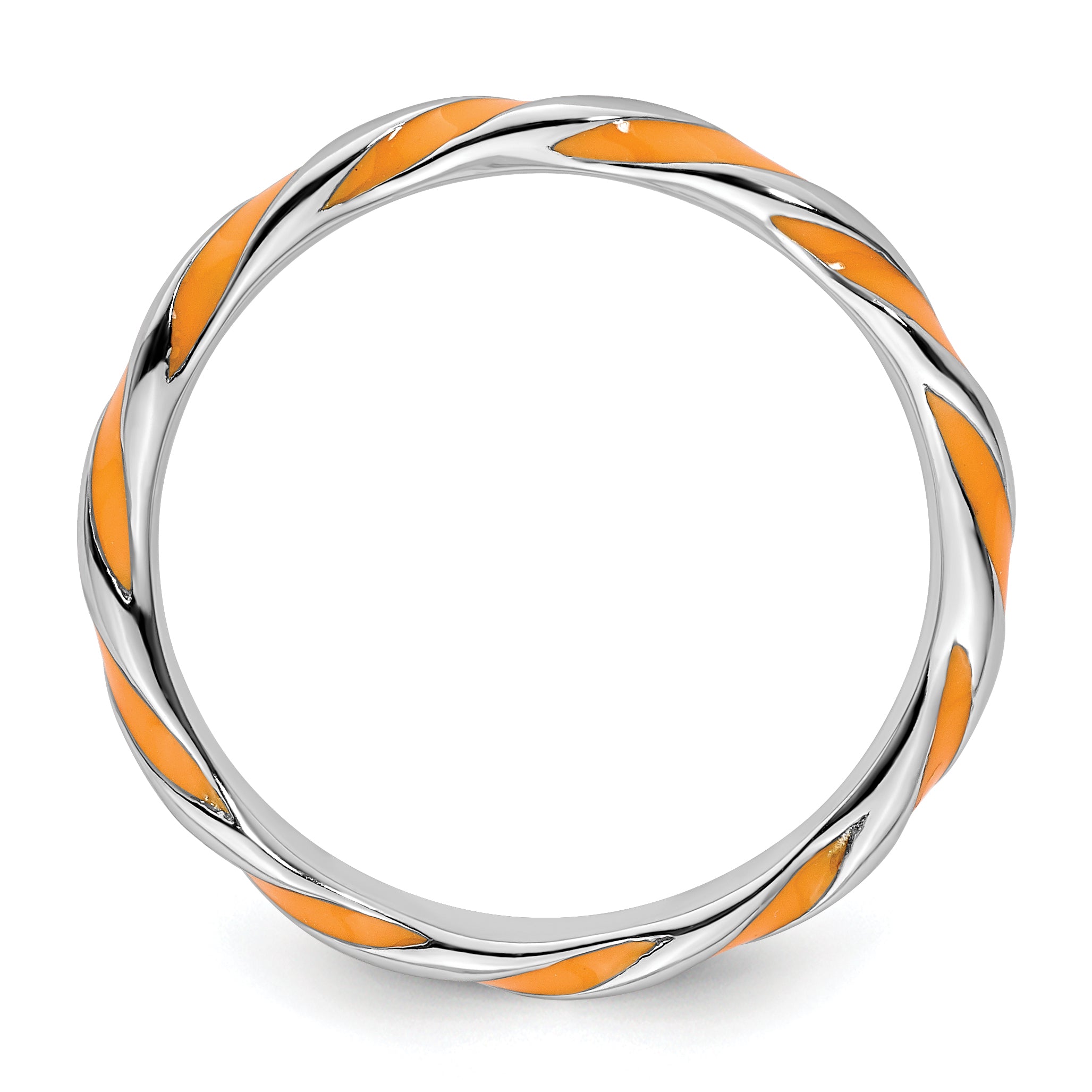 Sterling Silver Stackable Expressions Twisted Orange Enameled Ring