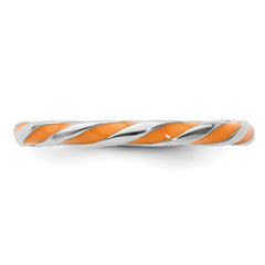 Sterling Silver Stackable Expressions Twisted Orange Enameled Ring