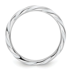 Sterling Silver Stackable Expressions Twisted White Enameled Ring