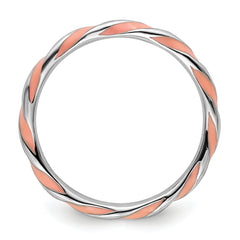 Sterling Silver Stackable Expressions Twisted Pink Enameled Ring