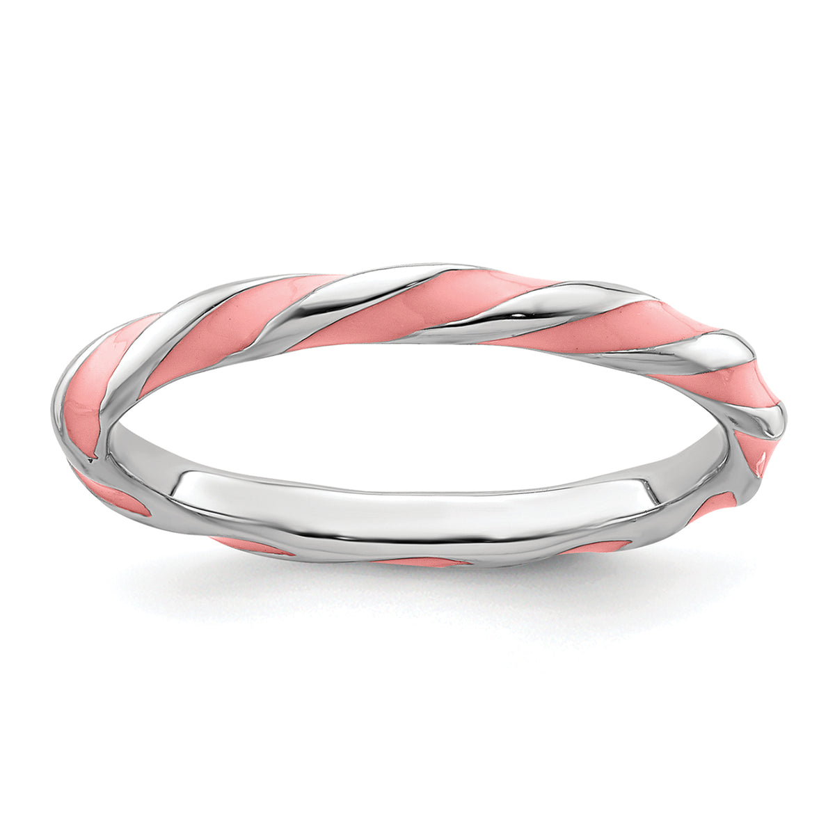 Sterling Silver Stackable Expressions Twisted Pink Enameled Ring