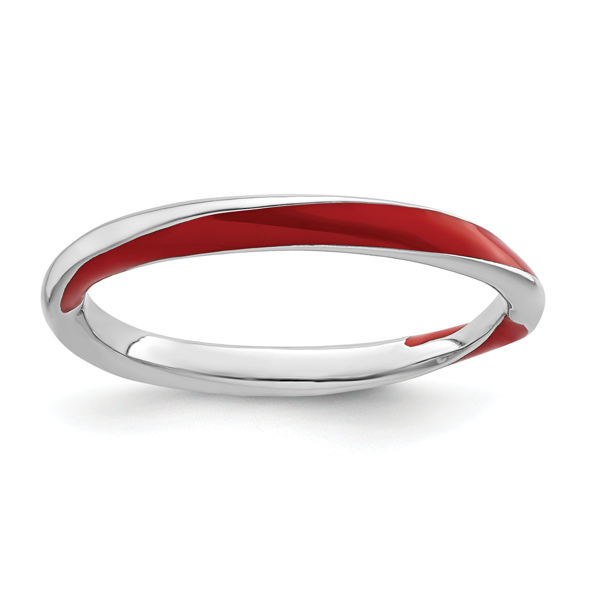 Sterling Silver Stackable Expressions Twisted Red Enameled Ring