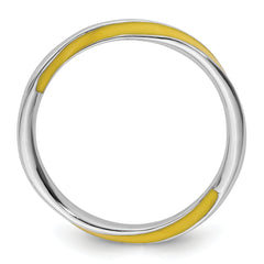 Sterling Silver Stackable Expressions Twisted Yellow Enameled Ring