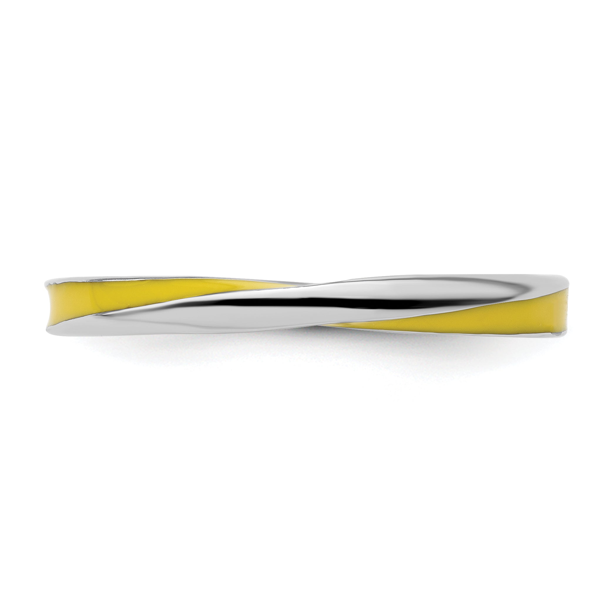 Sterling Silver Stackable Expressions Twisted Yellow Enameled Ring