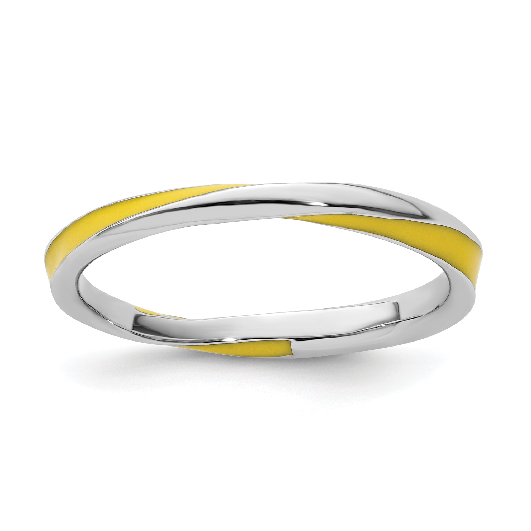 Sterling Silver Stackable Expressions Twisted Yellow Enameled Ring