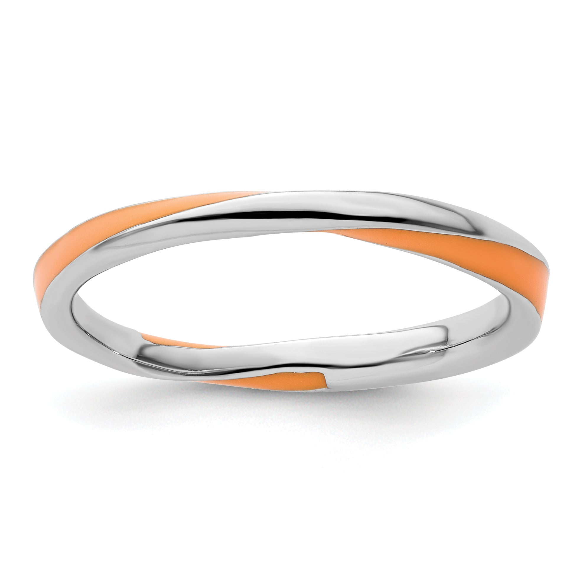 Sterling Silver Stackable Expressions Twisted Orange Enameled Ring