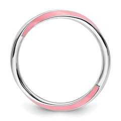 Sterling Silver Stackable Expressions Twisted Pink Enameled Ring