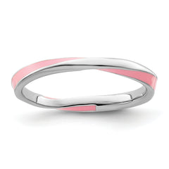 Sterling Silver Stackable Expressions Twisted Pink Enameled Ring