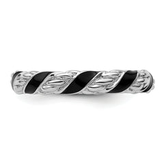 Sterling Silver Stackable Expressions Polished Black Enameled Ring