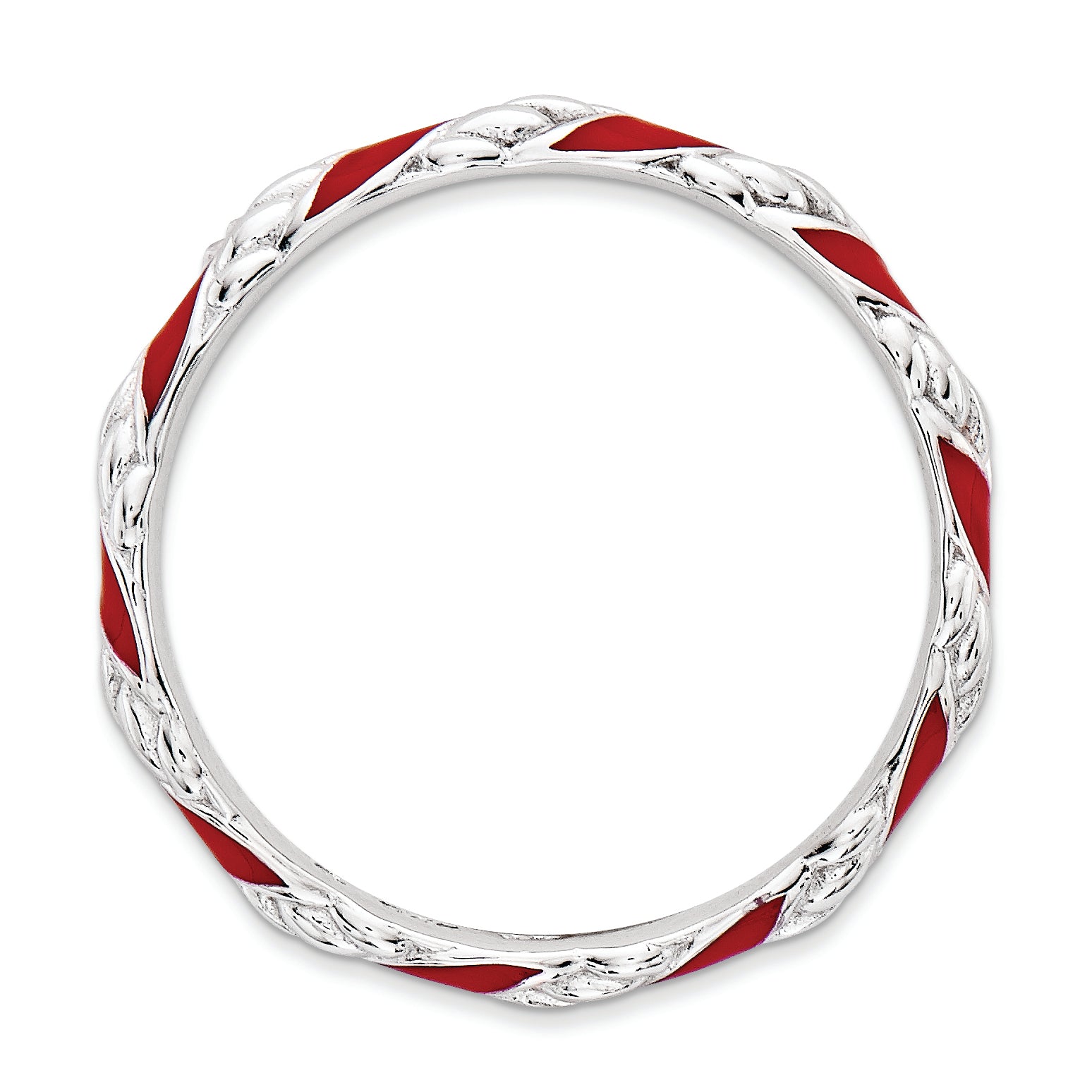 Sterling Silver Stackable Expressions Polished Red Enameled Ring