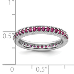 Sterling Silver Stackable Expressions Polished Created Ruby Eternity Ring