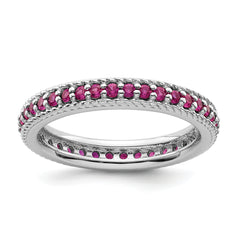 Sterling Silver Stackable Expressions Polished Created Ruby Eternity Ring