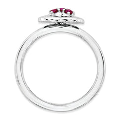 Sterling Silver Stackable Expressions Polished Created Ruby Heart Ring