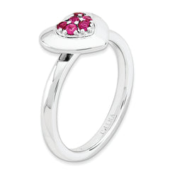 Sterling Silver Stackable Expressions Polished Created Ruby Heart Ring