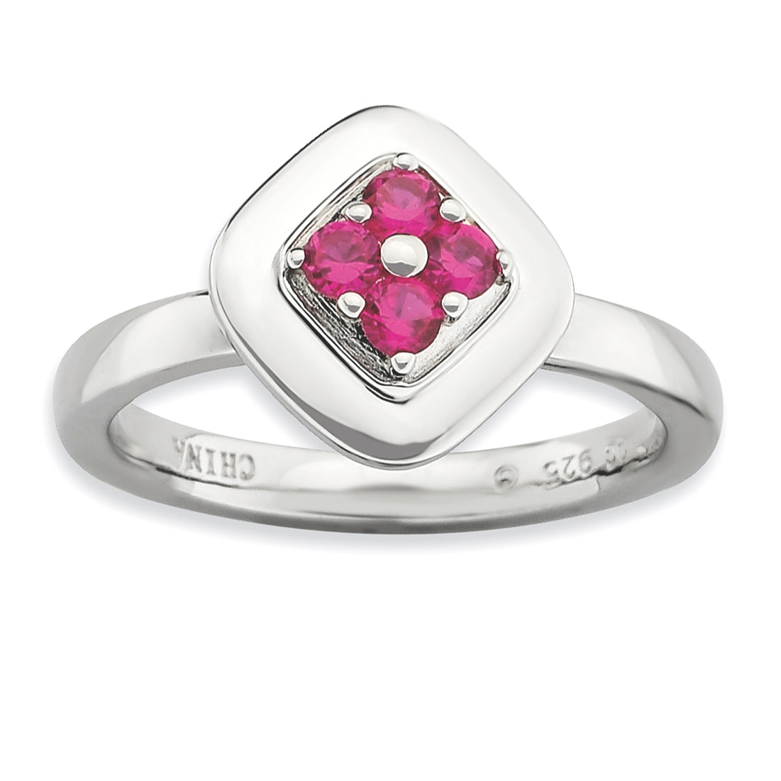 Sterling Silver Stackable Expressions Polished Created Ruby Ring