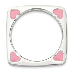 Sterling Silver Stackable Expressions Polished Pink Enameled Square Ring