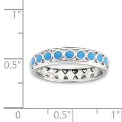 Sterling Silver Stackable Expressions Polished Blue Circles Enameled Ring