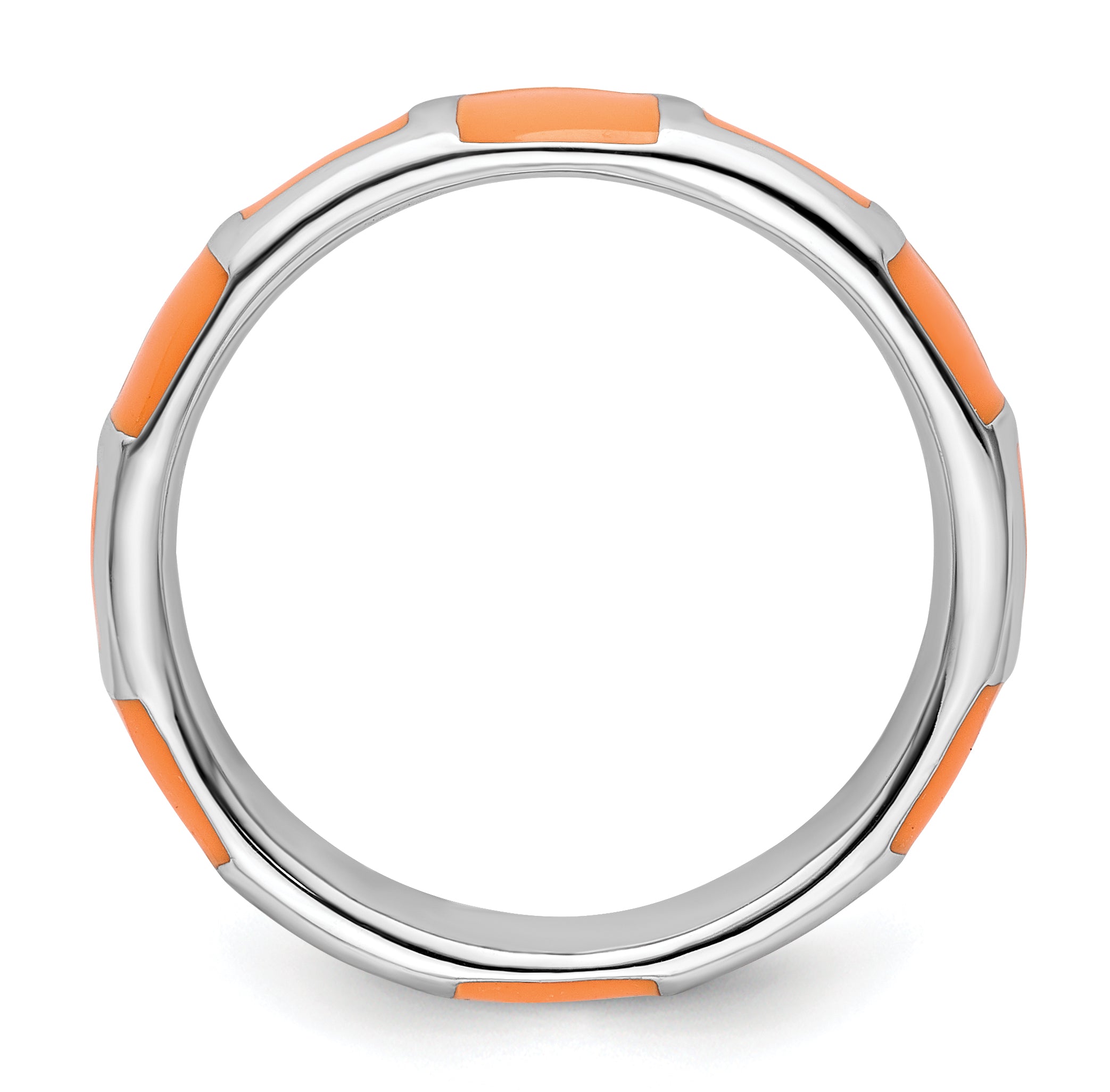 Sterling Silver Stackable Expressions Polished Orange Enameled Ring