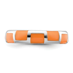 Sterling Silver Stackable Expressions Polished Orange Enameled Ring