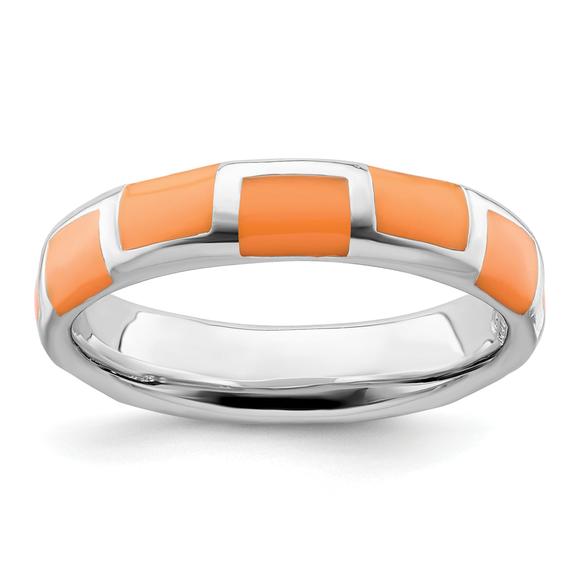 Sterling Silver Stackable Expressions Polished Orange Enameled Ring