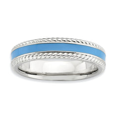 Sterling Silver Stackable Expressions Polished Blue Enameled Ring