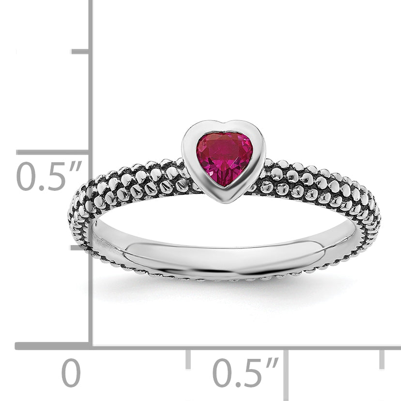 Sterling Silver Stackable Expressions Polished Cr.R Heart Ring