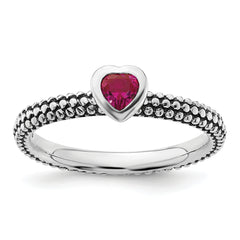 Sterling Silver Stackable Expressions Polished Cr.R Heart Ring