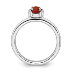 Sterling Silver Stackable Expressions Polished Red Agate Ring