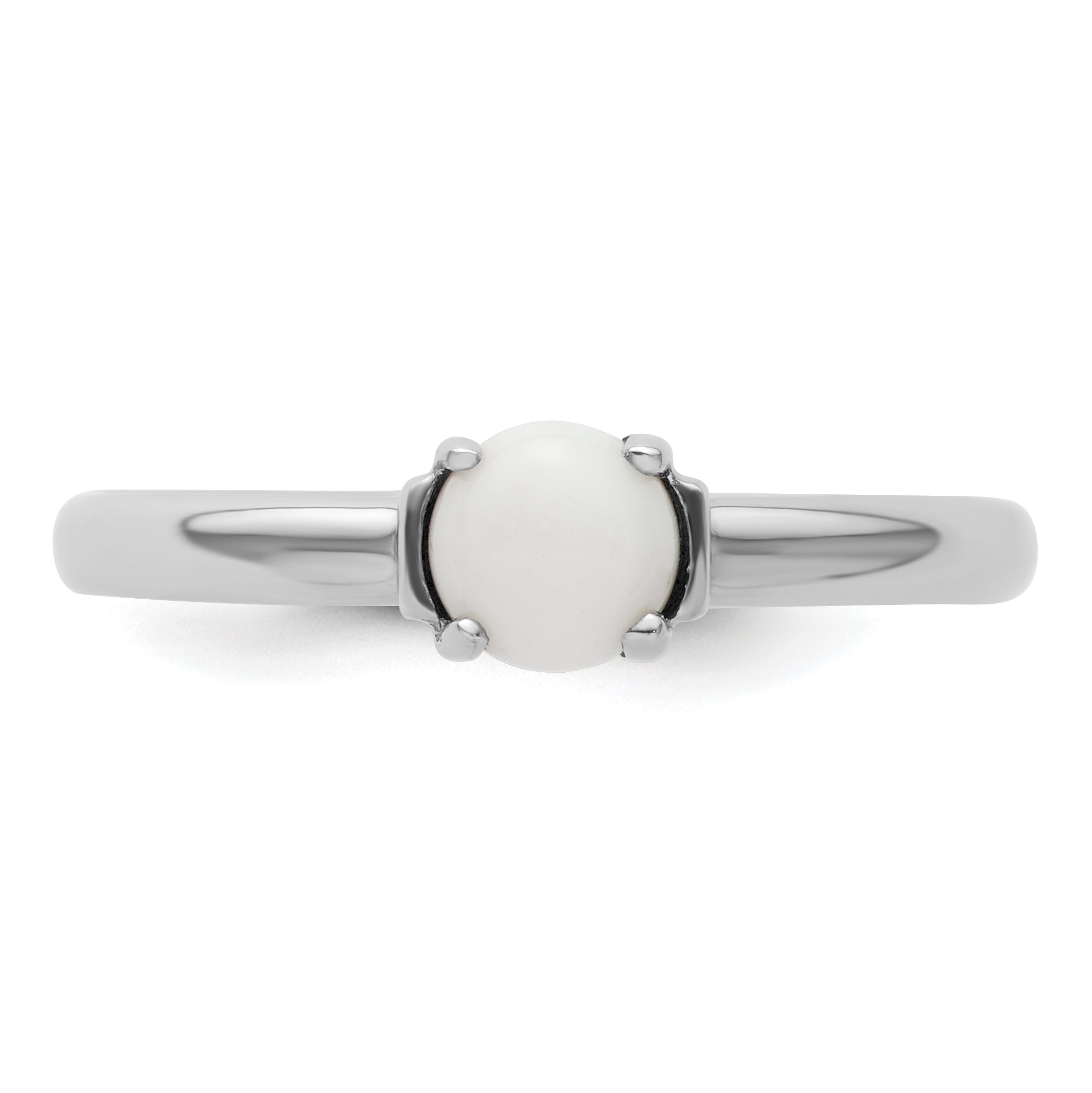 Sterling Silver Stackable Expressions Polished White Agate Ring