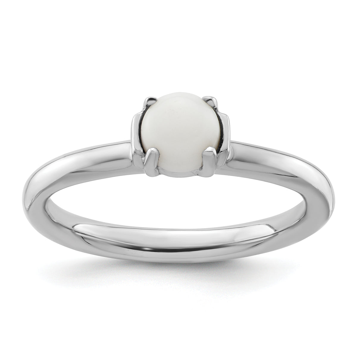 Sterling Silver Stackable Expressions Polished White Agate Ring