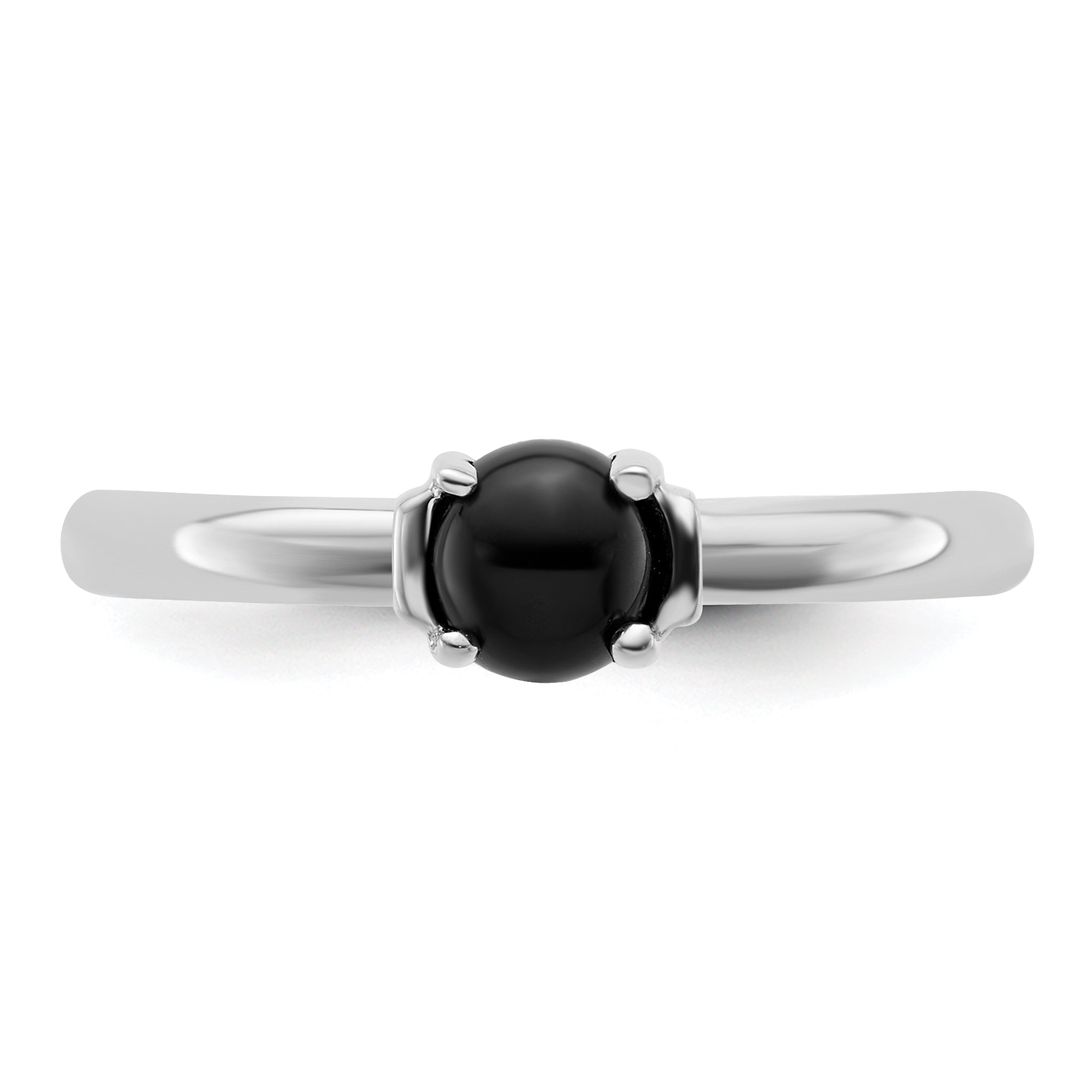 Sterling Silver Stackable Expressions Polished Black Agate Ring