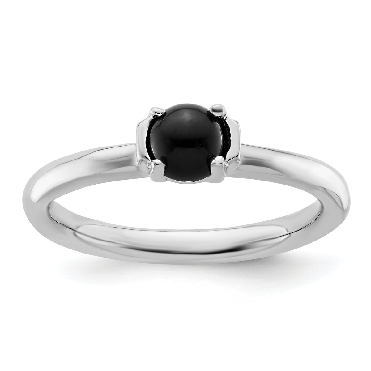 Sterling Silver Stackable Expressions Polished Black Agate Ring