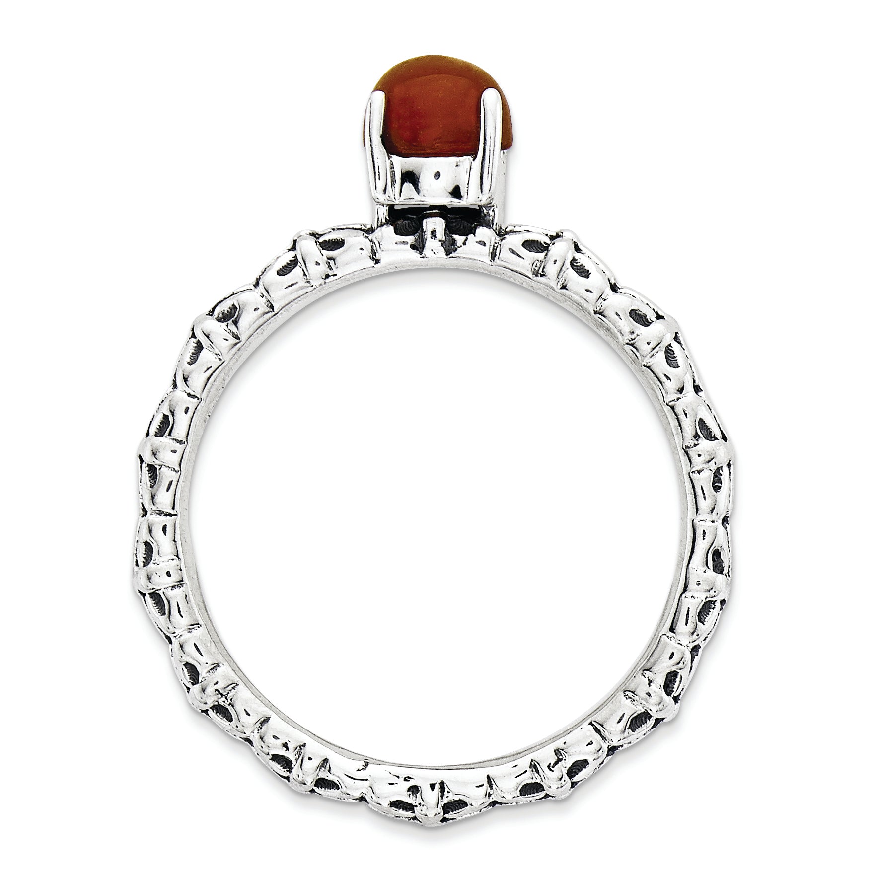 Sterling Silver Stackable Expressions Antiqued Red Agate Ring