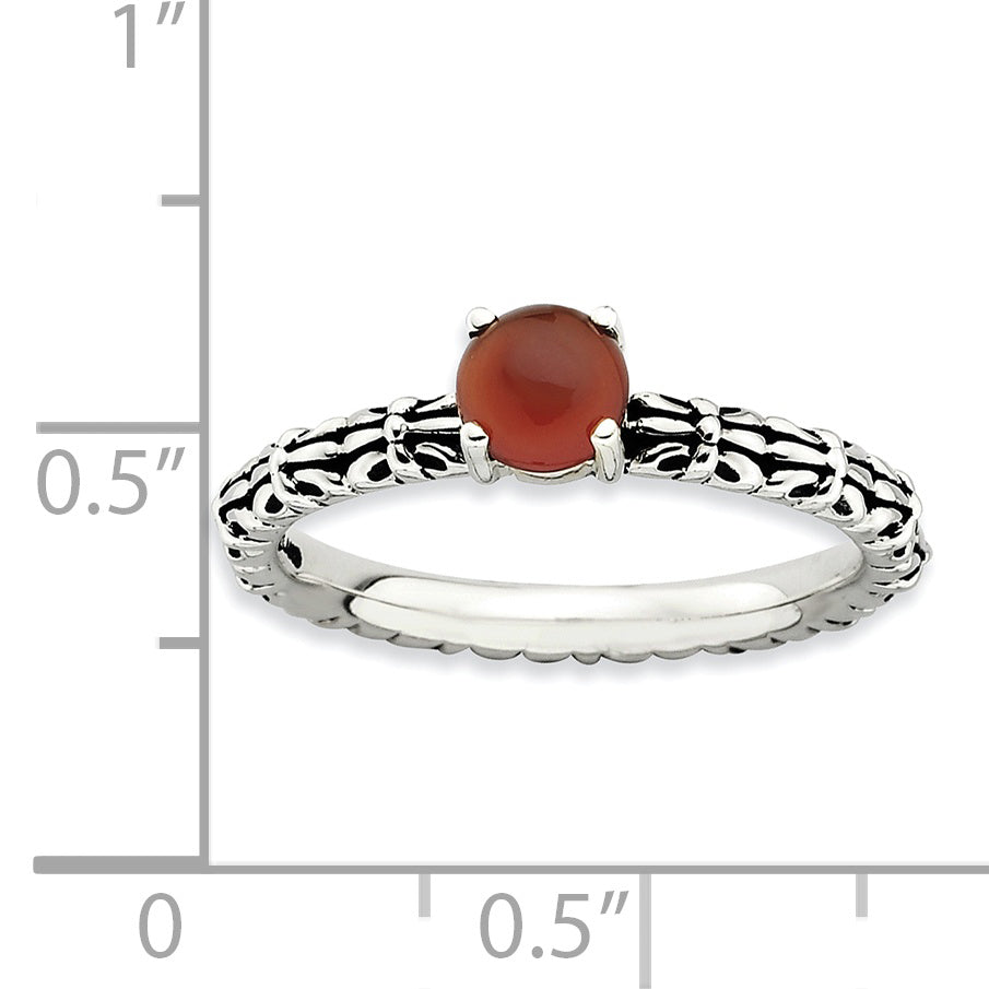 Sterling Silver Stackable Expressions Antiqued Red Agate Ring