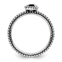 Sterling Silver Stackable Expressions Polished Cr. Emerald Ring