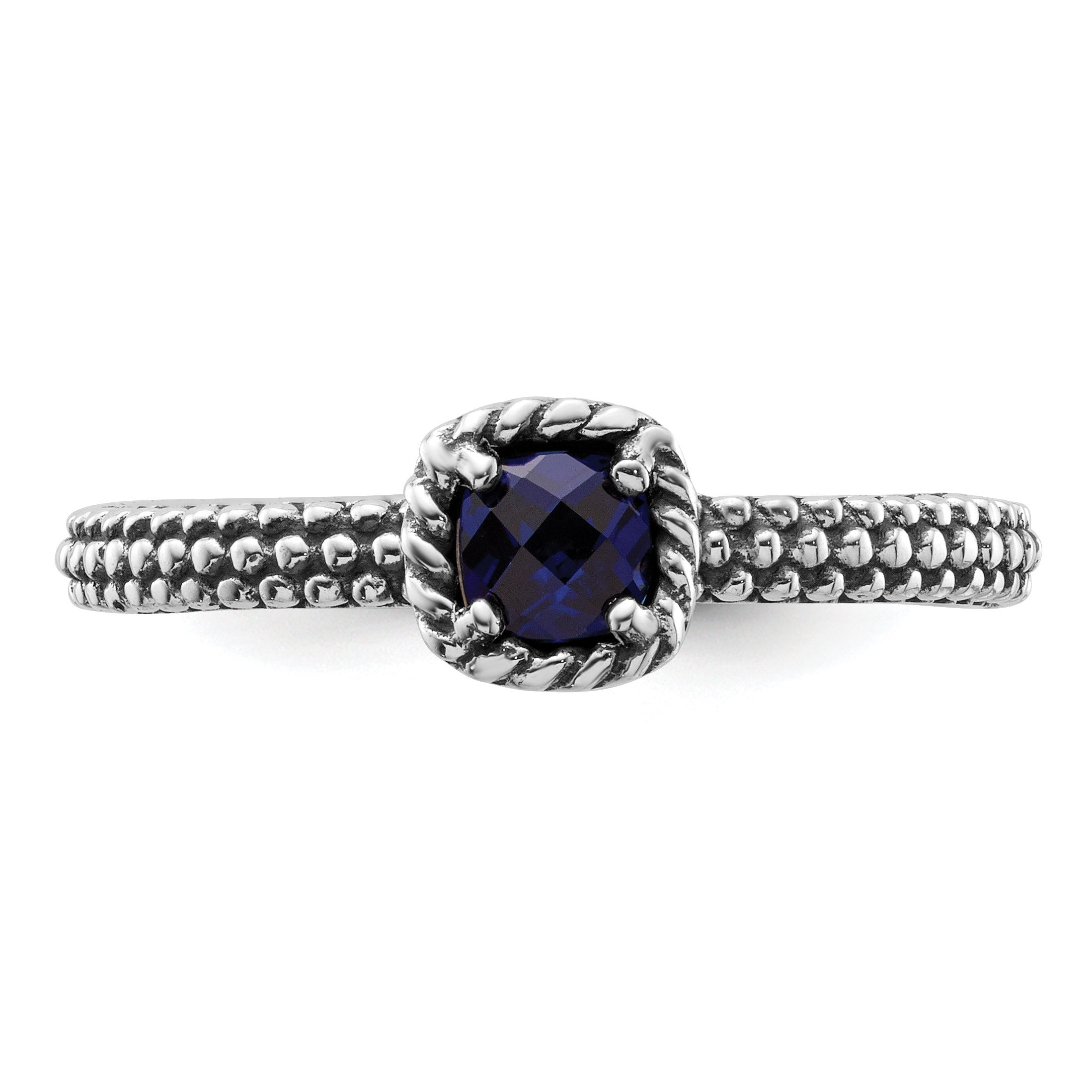 Sterling Silver Stackable Expressions Polished Cr. Sapphire Ring