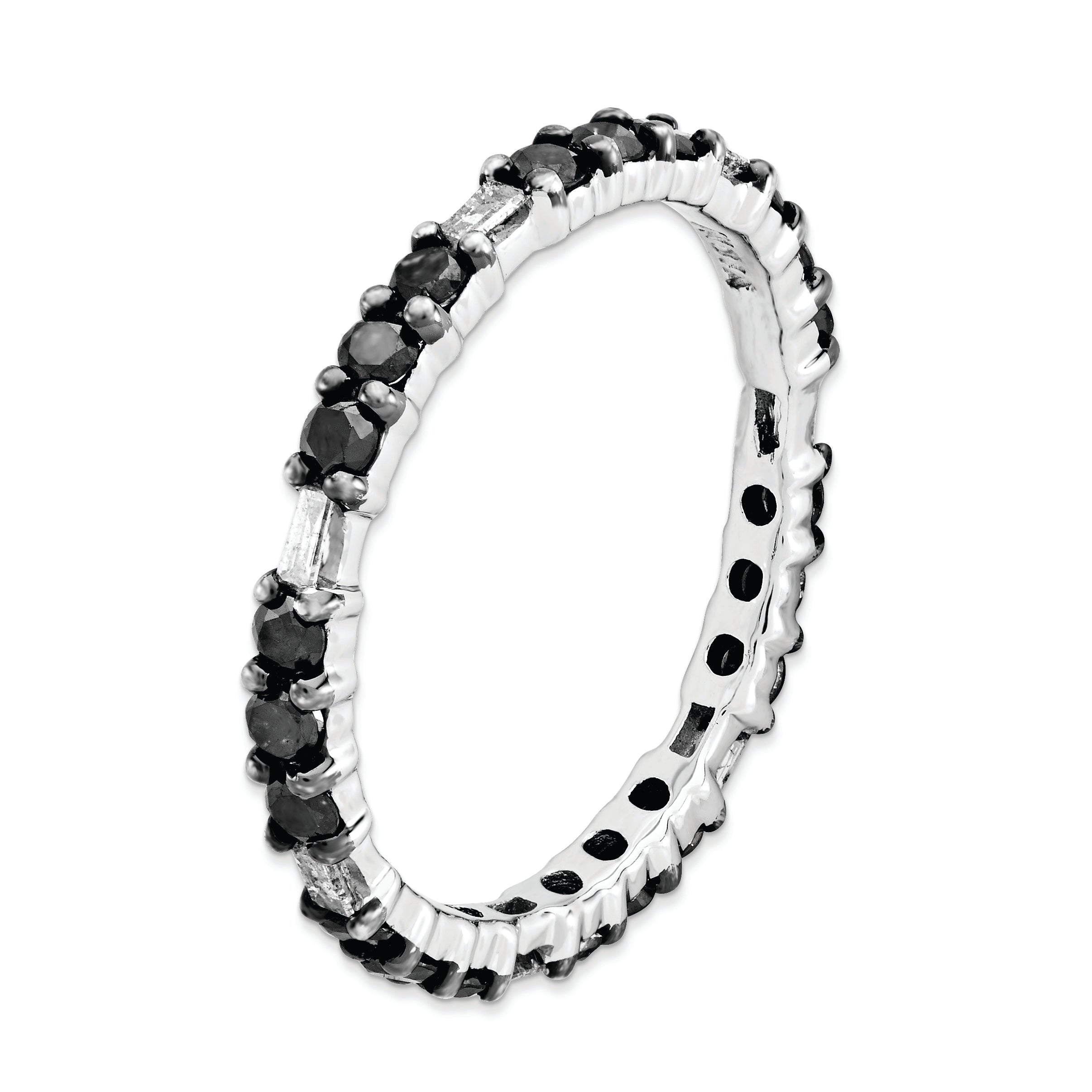 Sterling Silver Stackable Expressions Polished Black Diamond Ring