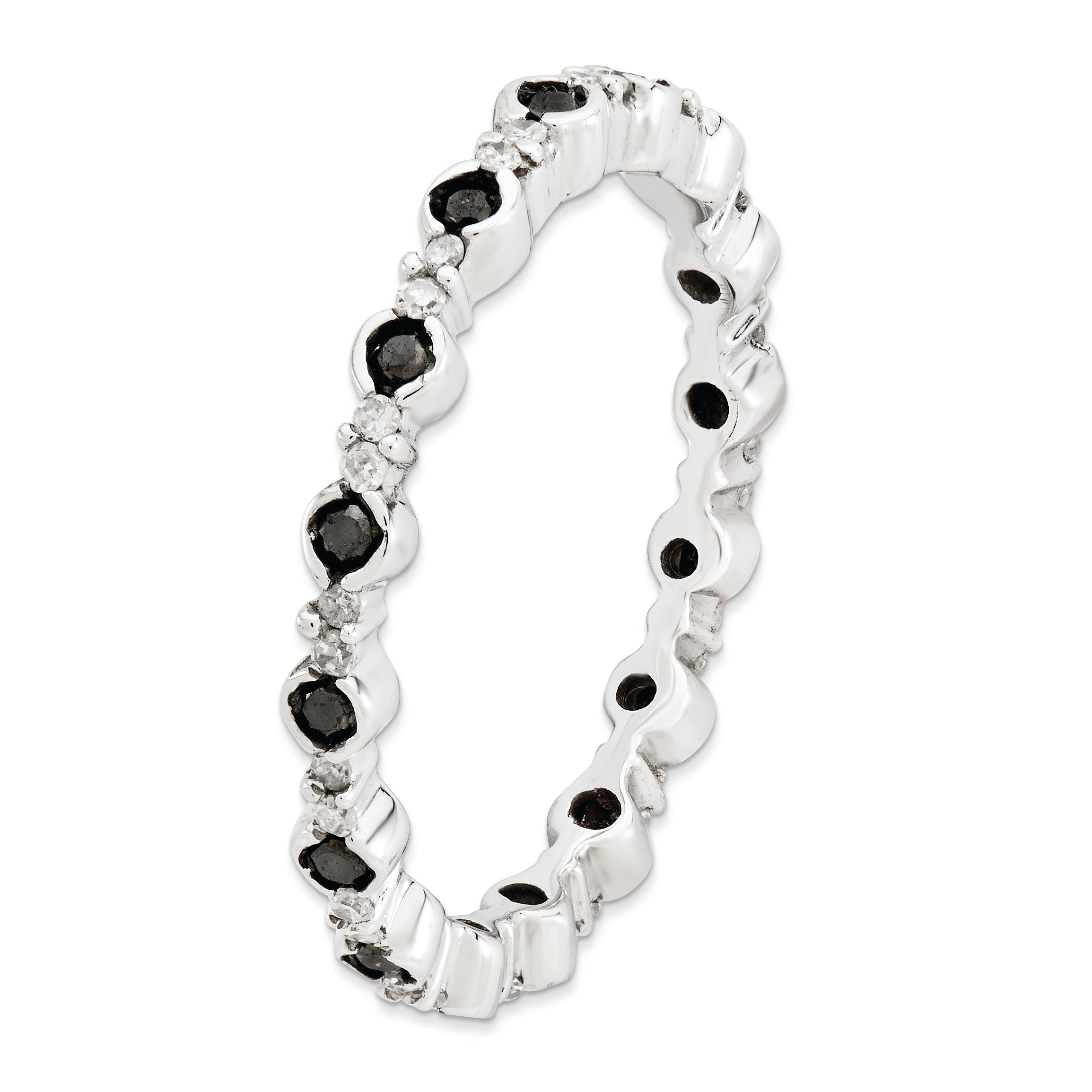 Sterling Silver Stackable Expressions Polished Black/White Dia Ring