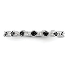 Sterling Silver Stackable Expressions Polished Black/White Dia Ring