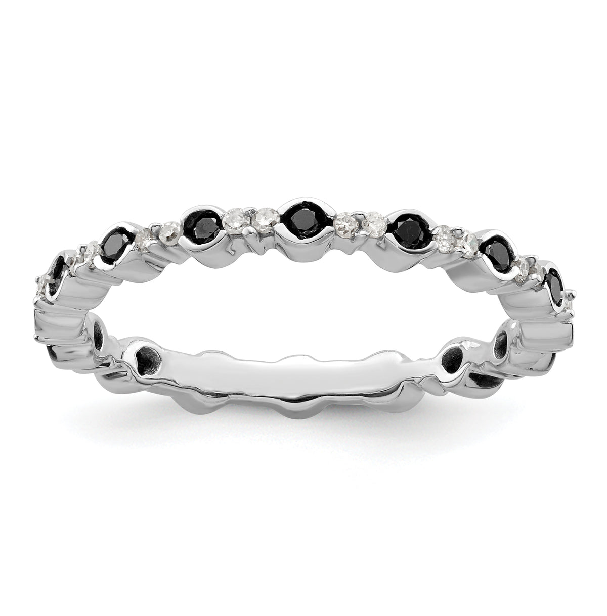 Sterling Silver Stackable Expressions Polished Black/White Dia Ring