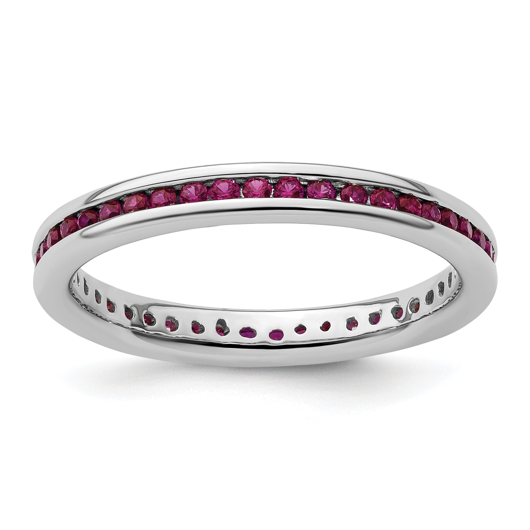 Sterling Silver Stackable Expressions Polished Created Ruby Ring