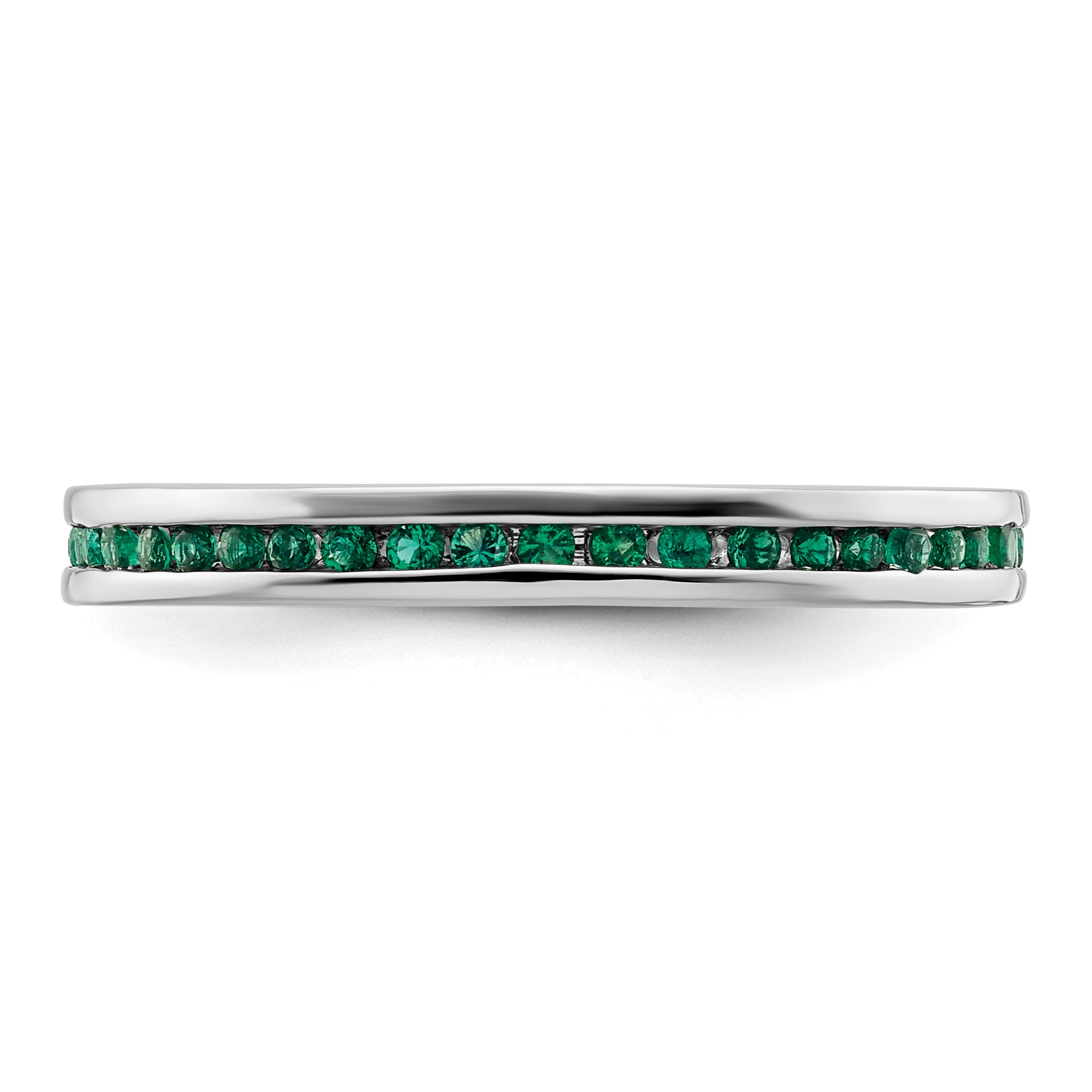 Sterling Silver Stackable Expressions Polished Created Emerald Ring