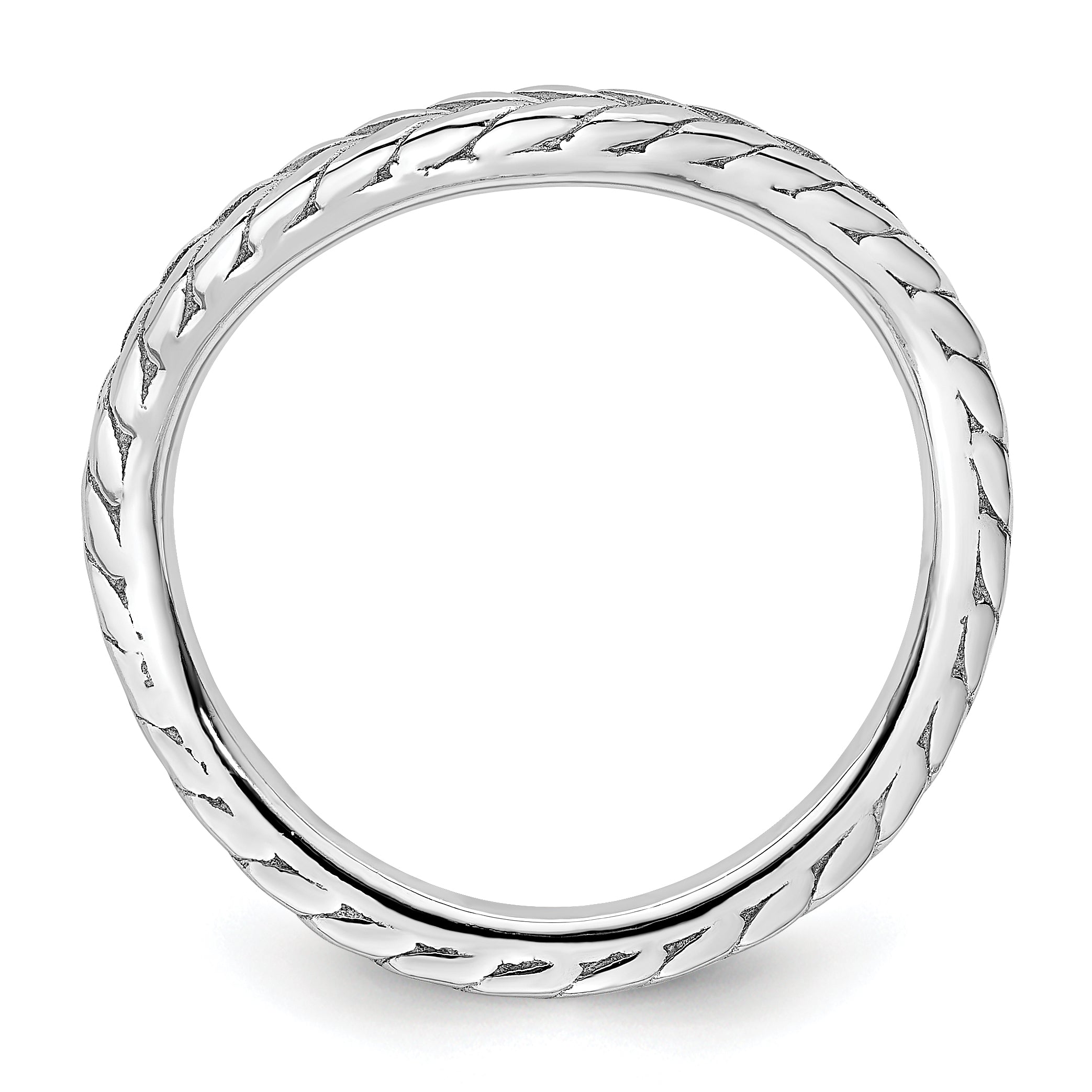 Sterling Silver Stackable Expressions Polished Rhodium-plated Wave Ring