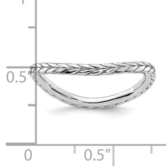 Sterling Silver Stackable Expressions Polished Rhodium-plated Wave Ring