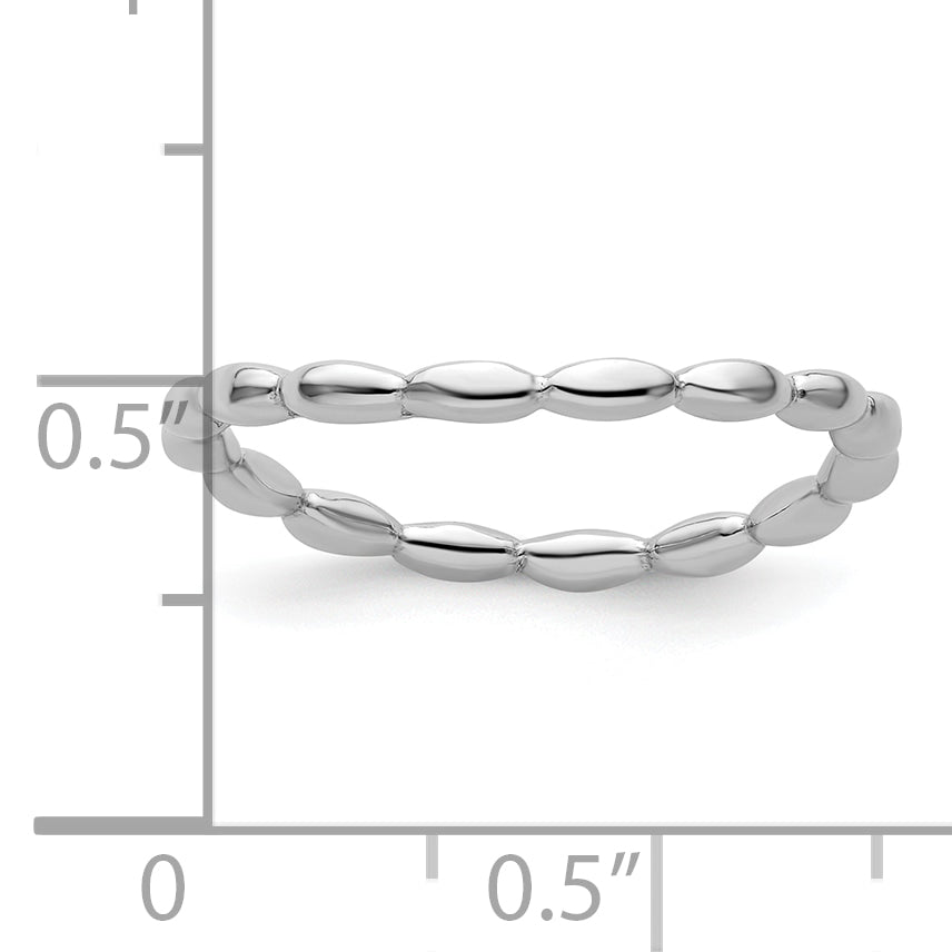 Sterling Silver Stackable Expressions Polished Rhodium-plate Wave Ring