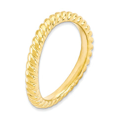 Sterling Silver Stackable Expressions Polished Gold-plate Wave Ring